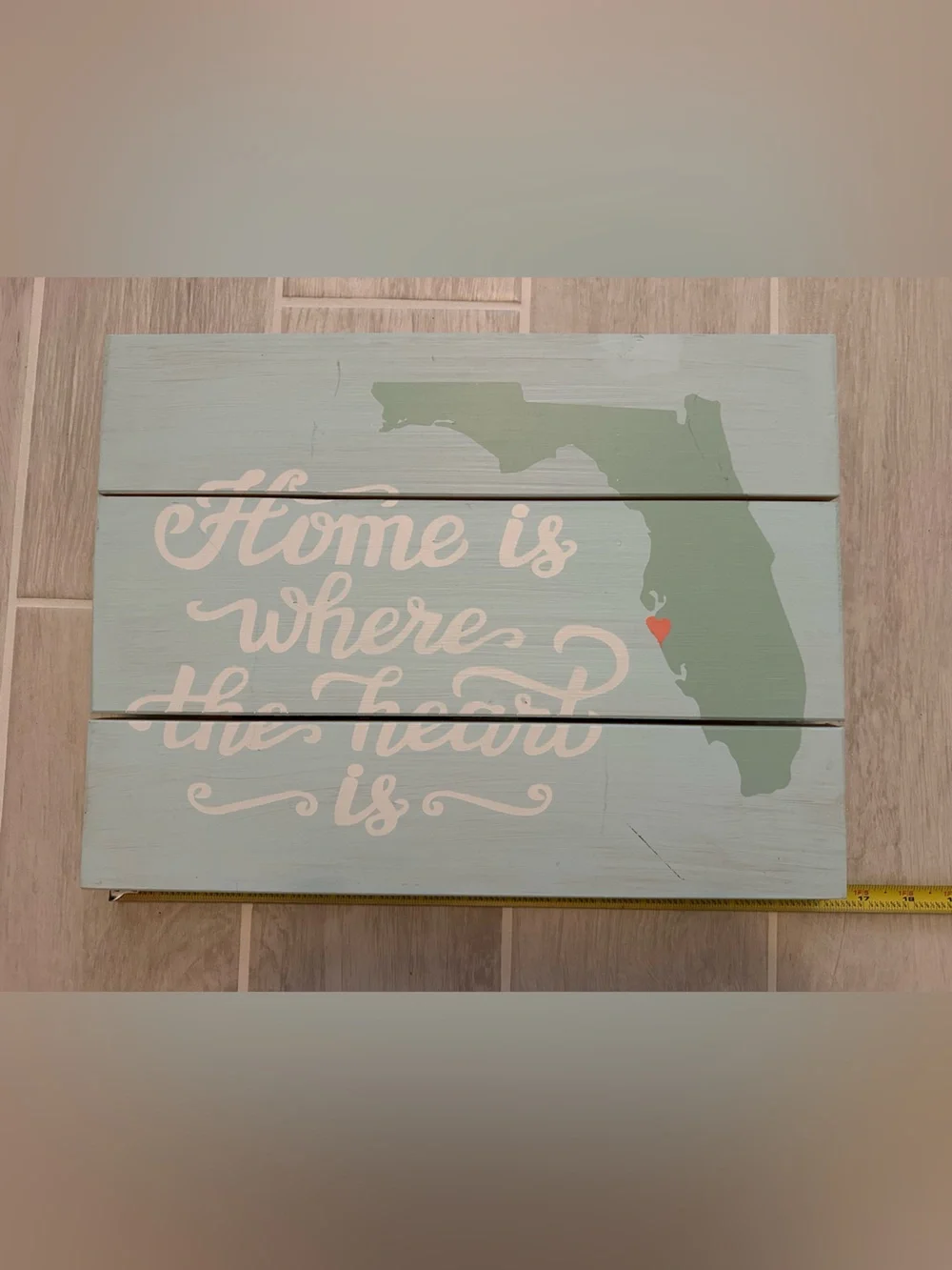 Home Is Where the Heart Is Florida Wall Decor - Light Blue & Green